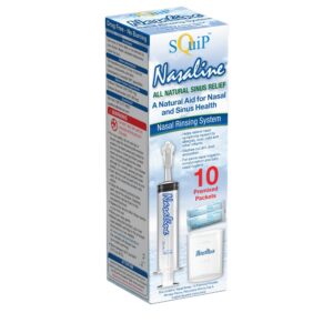 SQuiP Nasaline® Nasal Rinsing System with 10 premixed saline packets and mixing cup