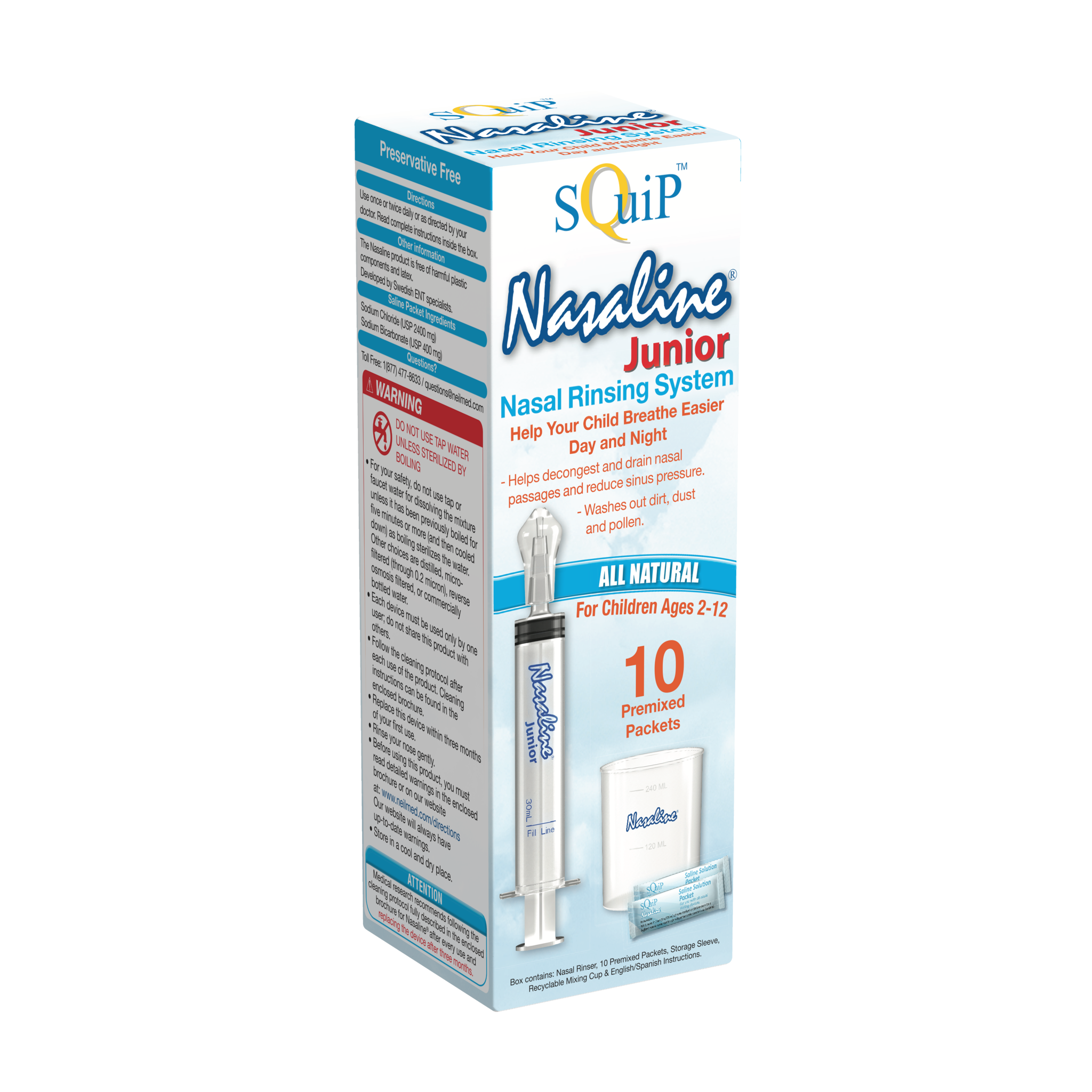 Nasaline® Junior Nasal Rinsing System with 10 Premixed Saline