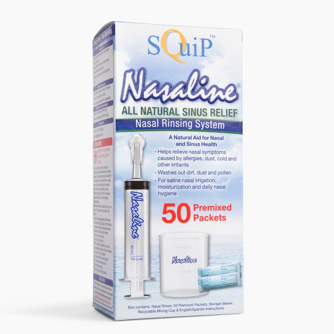 Nasaline® Nasal Rinsing System Kit with 50 Premixed Saline Packets - SQuiP